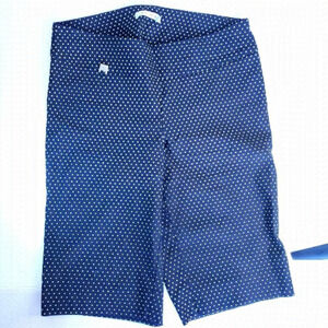 Tummy Control Blue Polka Dot High Waisted Casual Summer Women's Shorts. Size 12